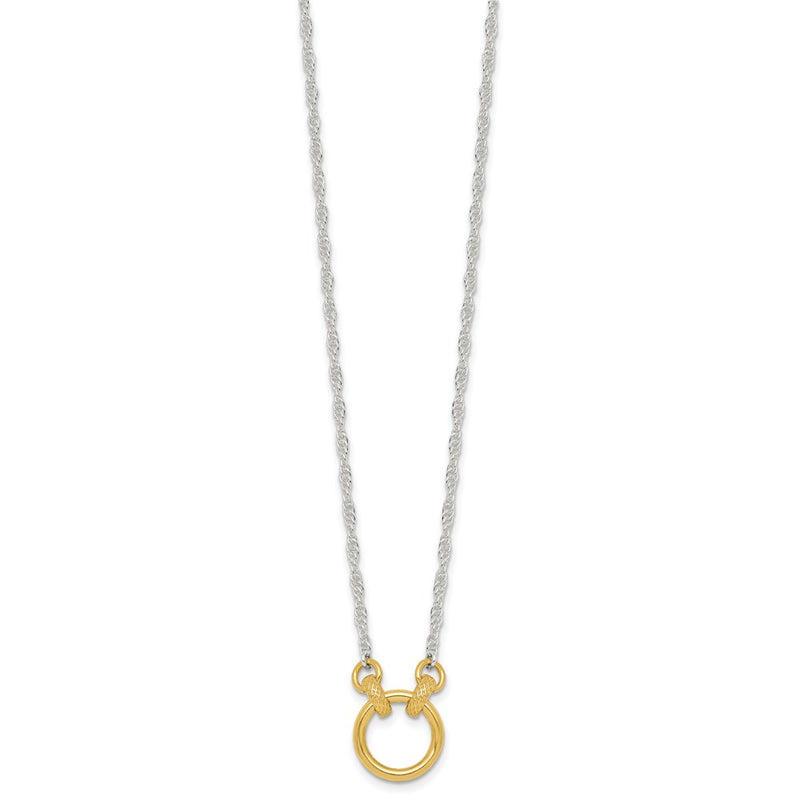 Sterling Silver Gold-Tone Polished and Textured Circle Link Necklace