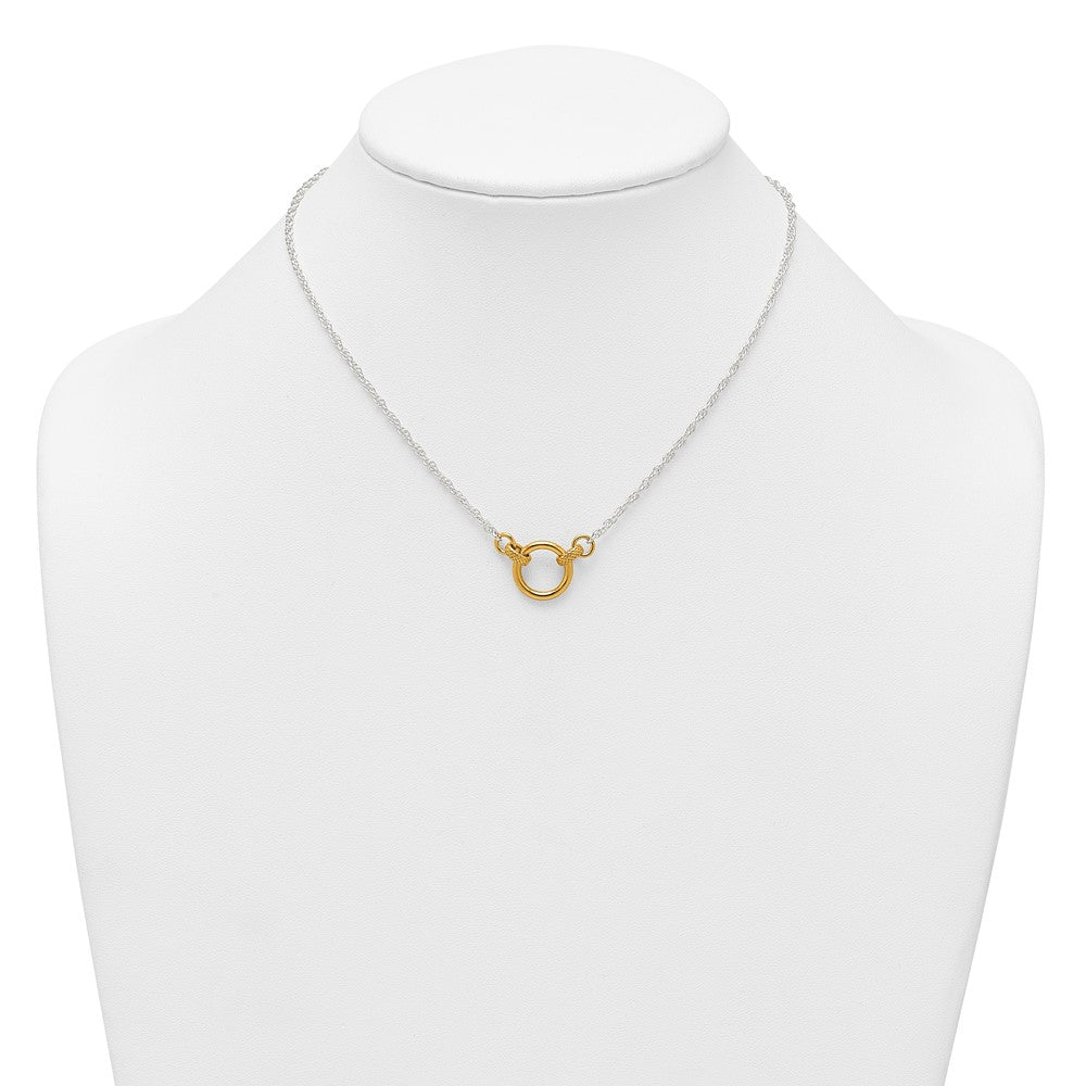 Sterling Silver Gold-Tone Polished and Textured Circle Link Necklace
