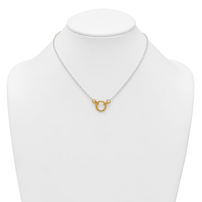 Sterling Silver Gold-Tone Polished and Textured Circle Link Necklace