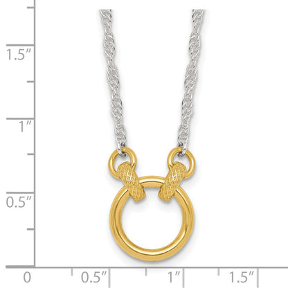 Sterling Silver Gold-Tone Polished and Textured Circle Link Necklace