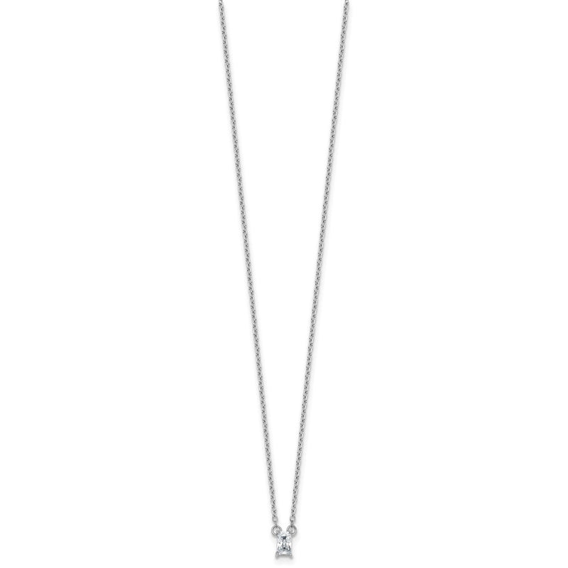Sterling Silver Rhodium Plated Polished CZ 16in w/1.75in Ext Necklace