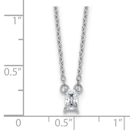 Sterling Silver Rhodium Plated Polished CZ 16in w/1.75in Ext Necklace