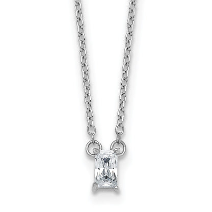 Sterling Silver Rhodium Plated Polished CZ 16in w/1.75in Ext Necklace