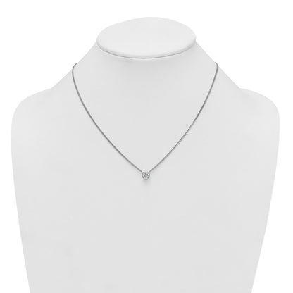 Sterling Silver Rhodium-Plated Polished Bezel CZ Necklace