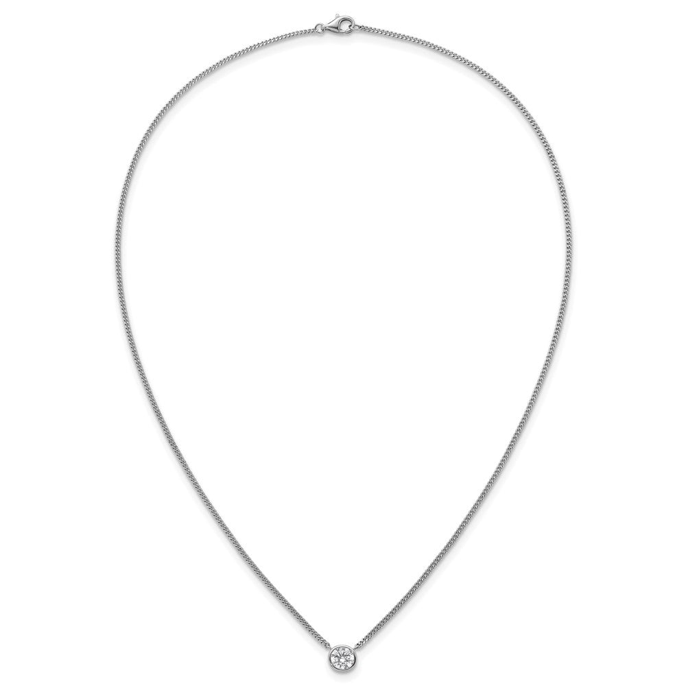 Sterling Silver Rhodium-Plated Polished Bezel CZ Necklace