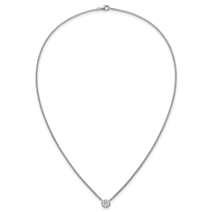 Sterling Silver Rhodium-Plated Polished Bezel CZ Necklace