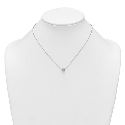 Sterling Silver Polished 7.0mm Pave CZ Circle 16in W/ 2in Ext Necklace