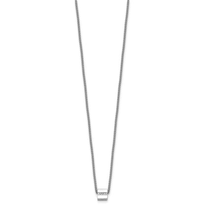 Sterling Silver Rhodium Plated Polished Fancy CZ Cube 16in w/2in Ext Necklace