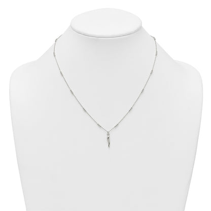 Sterling Silver Polished and Beaded Italian Horn 18 Inch Necklace