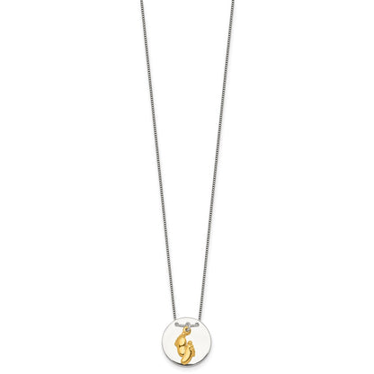 Sterling Silver Gold-Tone Polished Footprint Disc Necklace