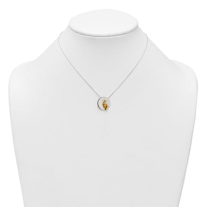 Sterling Silver Gold-Tone Polished Footprint Disc Necklace