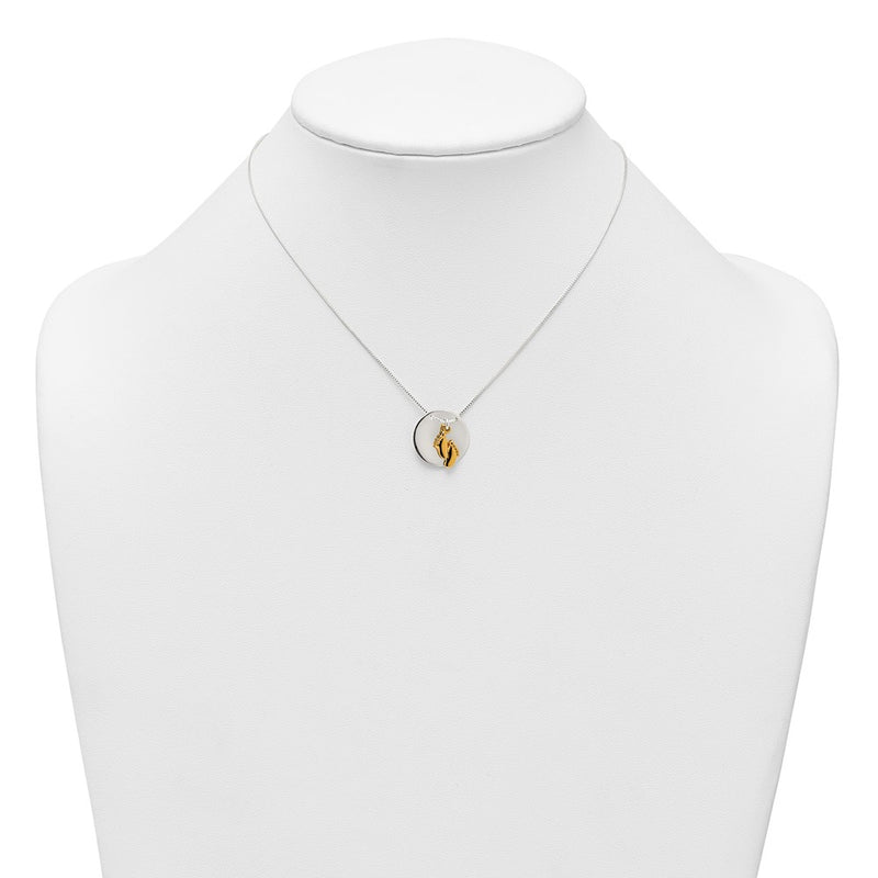 Sterling Silver Gold-Tone Polished Footprint Disc Necklace