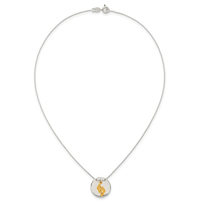 Sterling Silver Gold-Tone Polished Footprint Disc Necklace