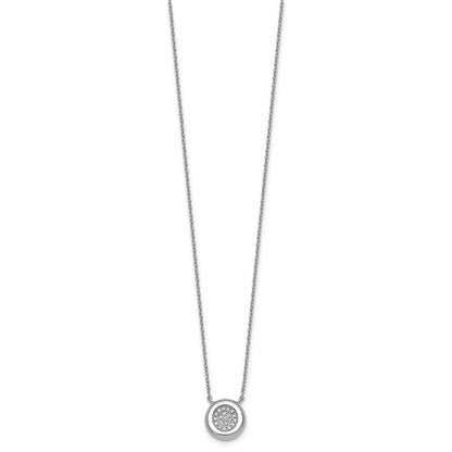 Sterling Silver Rhodium-Plated CZ Round with 2in Ext. Necklace