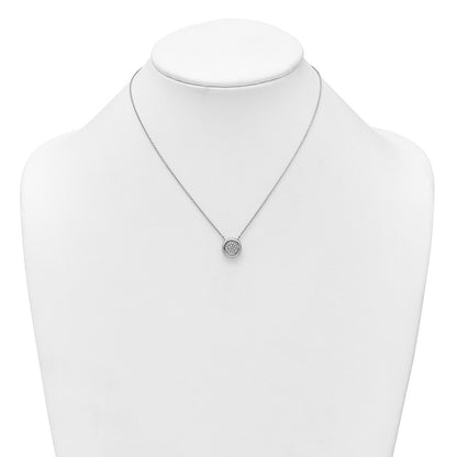 Sterling Silver Rhodium-Plated CZ Round with 2in Ext. Necklace