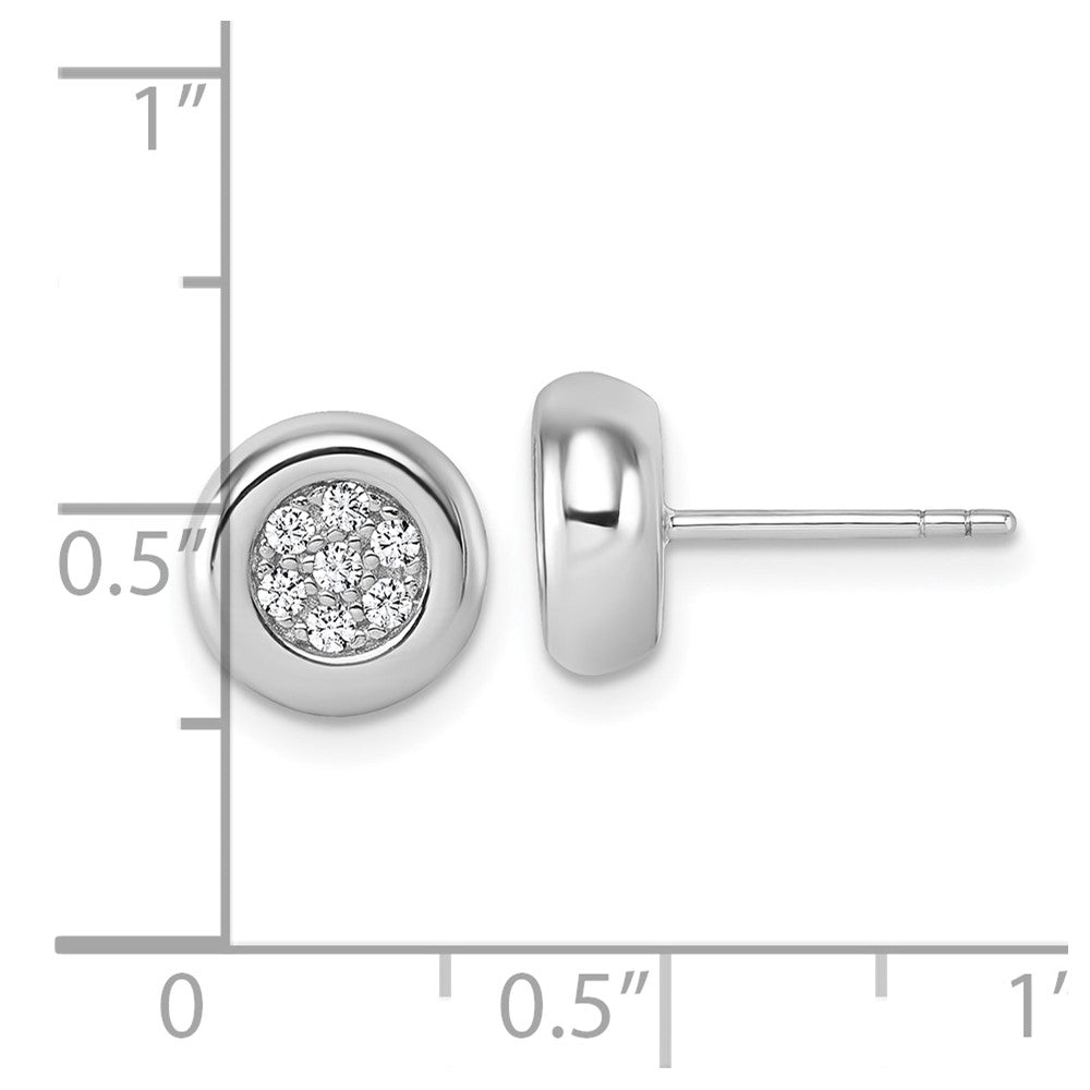 Sterling Silver Rhodium-Plated CZ Cluster Round Post Earrings