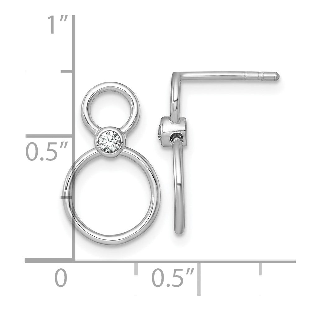 Sterling Silver Rhodium Plated Polished CZ Circles Post Dangle Earrings