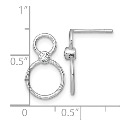 Sterling Silver Rhodium Plated Polished CZ Circles Post Dangle Earrings