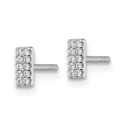 Sterling Silver Rhodium-Plated Polished CZ Bar Post Earrings