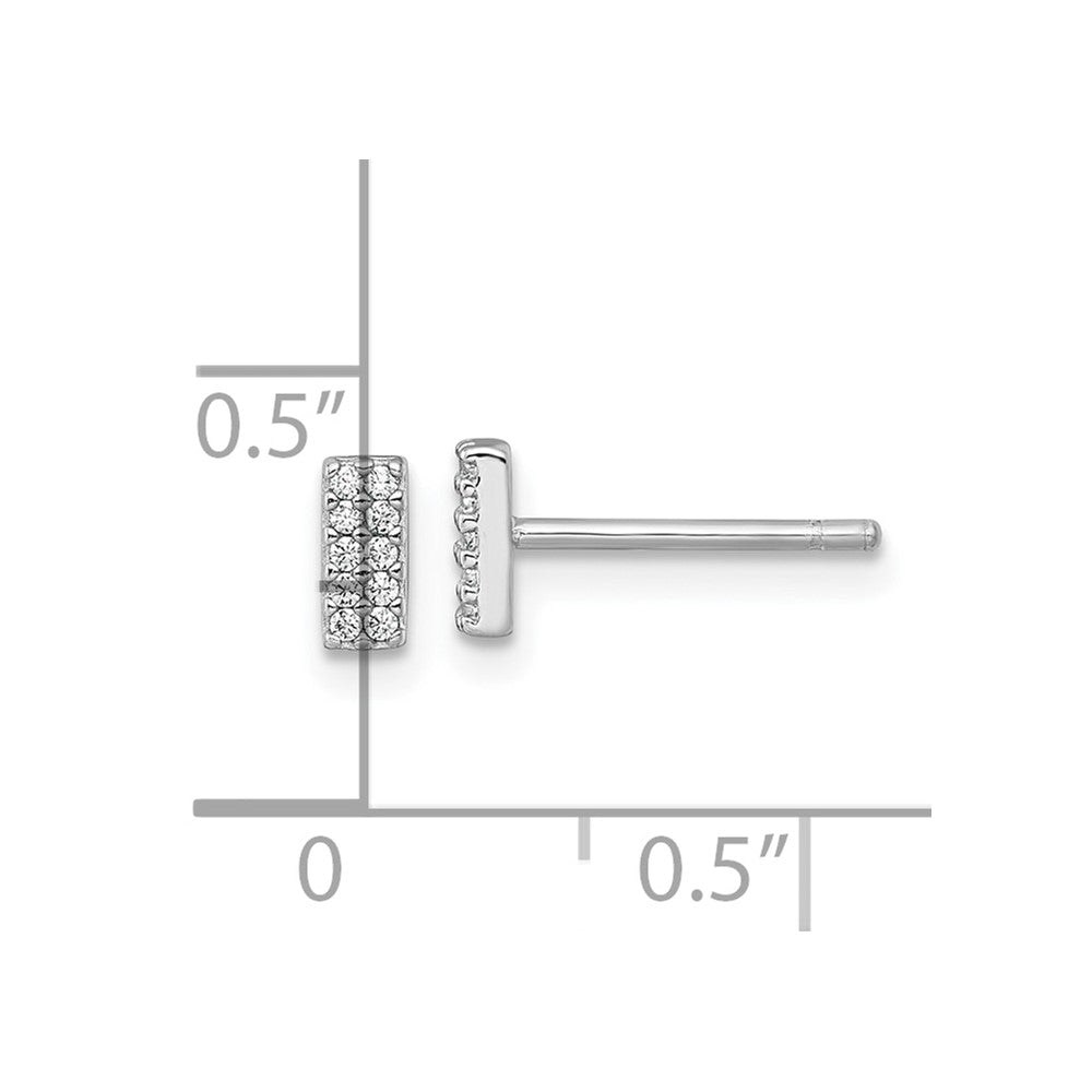 Sterling Silver Rhodium-Plated Polished CZ Bar Post Earrings