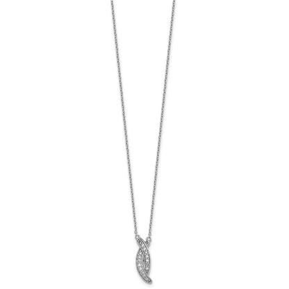 Sterling Silver Rhodium Plated Polished Fancy CZ -X- 16in w/1.25in Ext Necklace