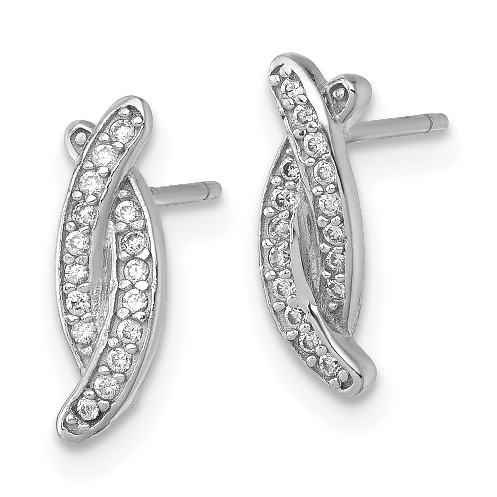 Sterling Silver Rhodium-Plated Polished Fancy CZ X Post Earrings