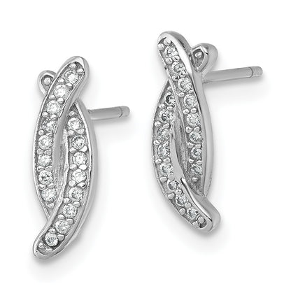 Sterling Silver Rhodium-Plated Polished Fancy CZ X Post Earrings