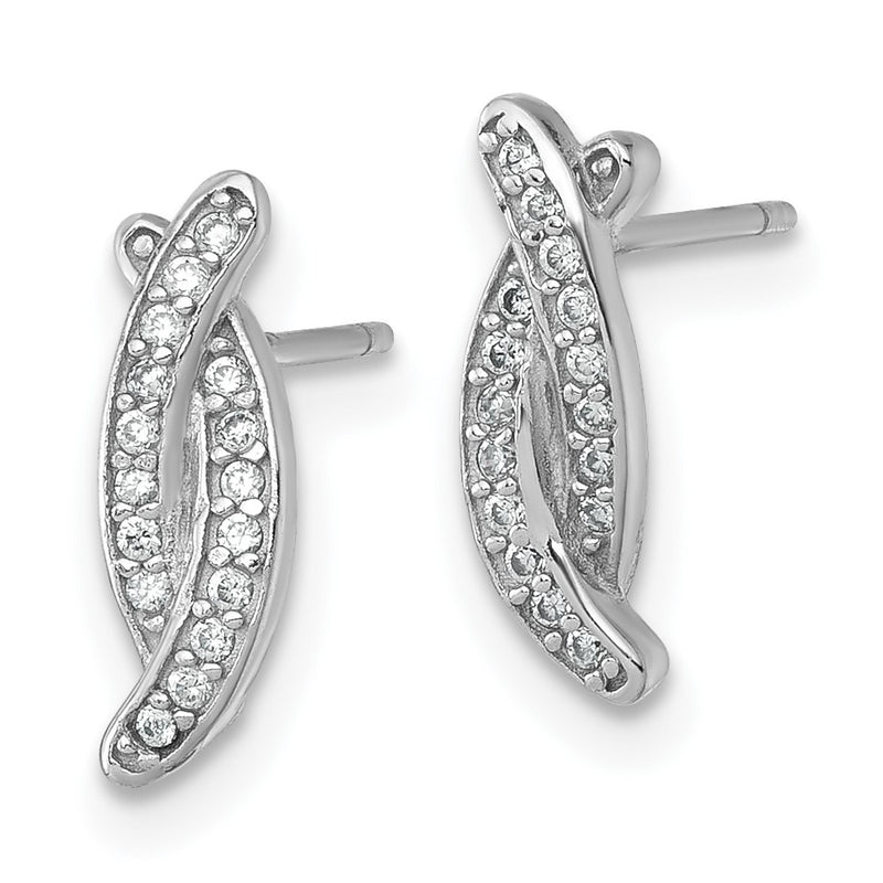 Sterling Silver Rhodium-Plated Polished Fancy CZ X Post Earrings