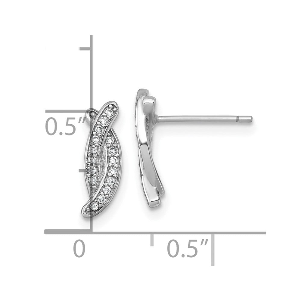 Sterling Silver Rhodium-Plated Polished Fancy CZ X Post Earrings