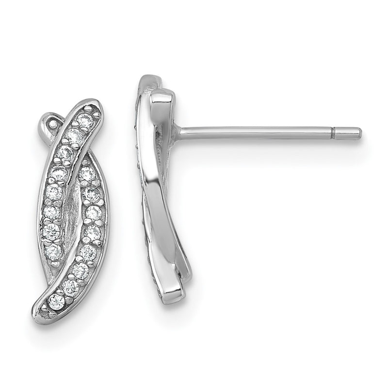 Sterling Silver Rhodium-Plated Polished Fancy CZ X Post Earrings