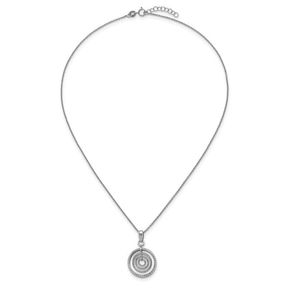 Sterling Silver Rh-Plt Polish Multi Circle Dangle 16in W/ 1in Ext Necklace