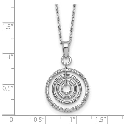 Sterling Silver Rh-Plt Polish Multi Circle Dangle 16in W/ 1in Ext Necklace