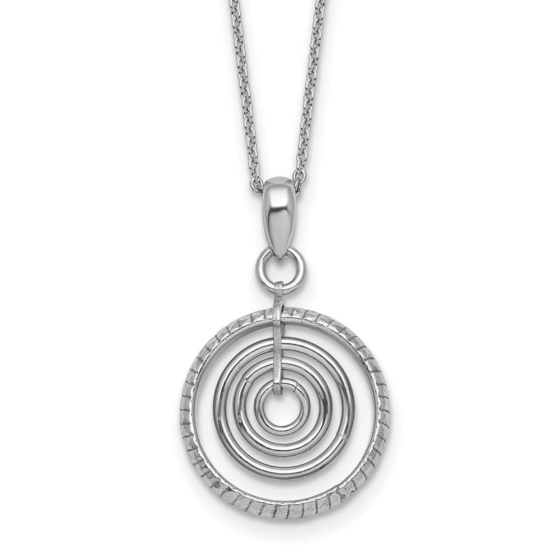 Sterling Silver Rh-Plt Polish Multi Circle Dangle 16in W/ 1in Ext Necklace