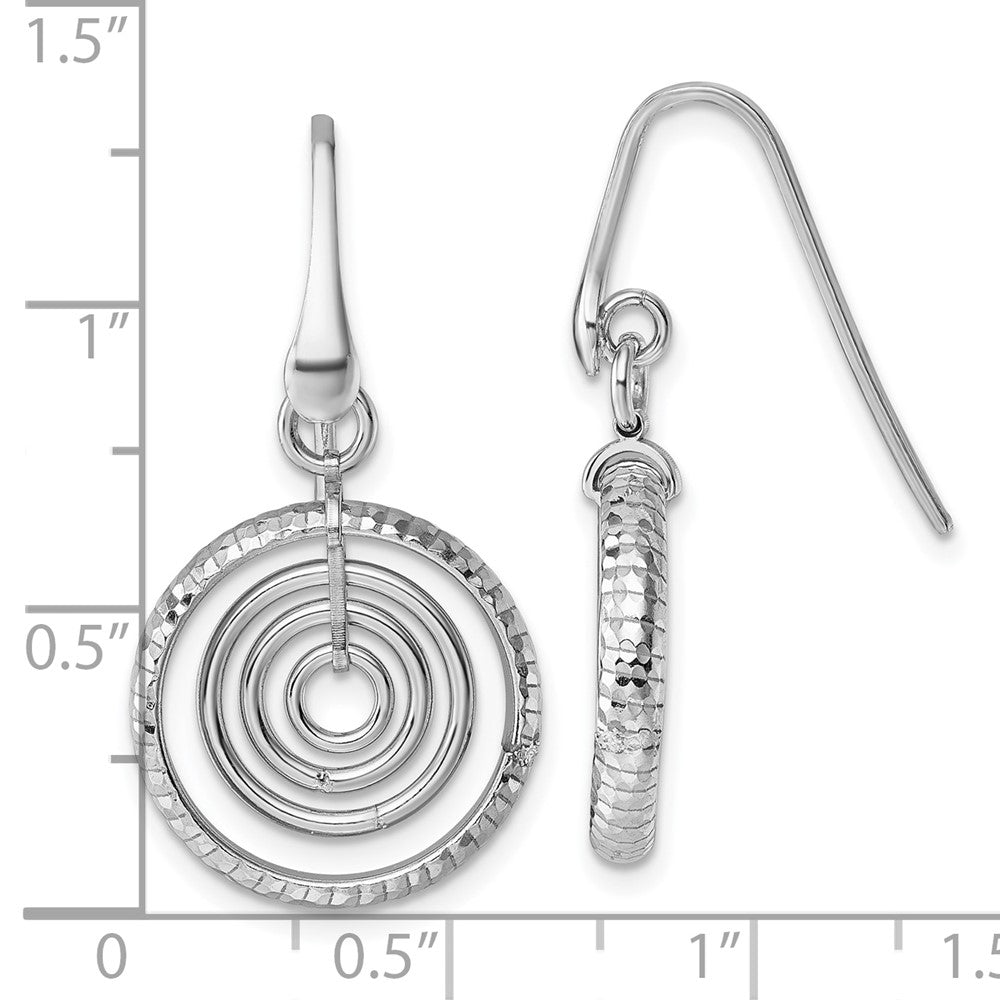 Sterling Silver Rhodium Plated Polish Multi Circle Dangle Earrings