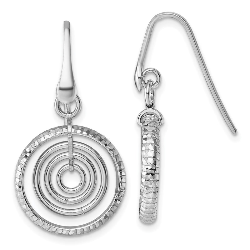 Sterling Silver Rhodium Plated Polish Multi Circle Dangle Earrings