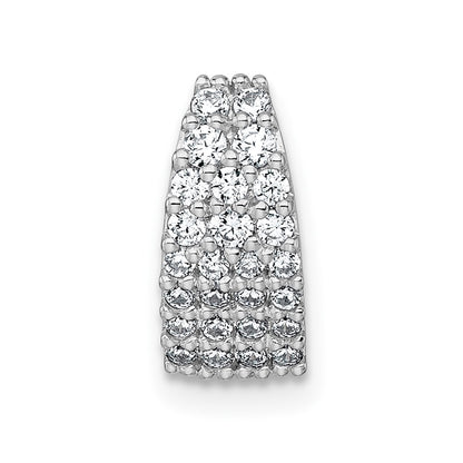 Sterling Silver Rh-Plt Polished CZ Curved / Tapered Chain Slide Pendant