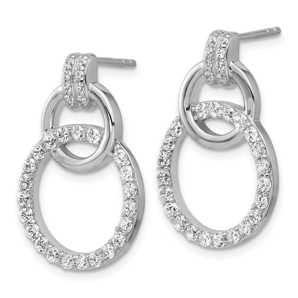 Sterling Silver Rhodium-Plated CZ Circle Post Earrings