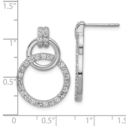 Sterling Silver Rhodium-Plated CZ Circle Post Earrings