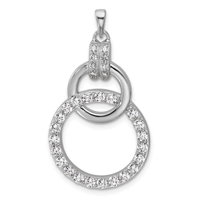 Sterling Silver Rhodium-Plated CZ Circle Pendant