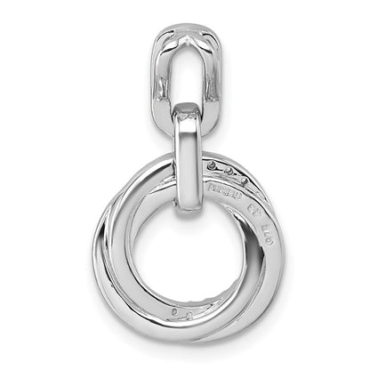Sterling Silver Rhodium-Plated CZ Circle Twist Pendant