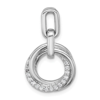 Sterling Silver Rhodium-Plated CZ Circle Twist Pendant
