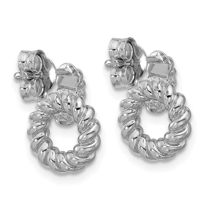 Sterling Silver Rhodium-Plated Polished Circle Post Earrings