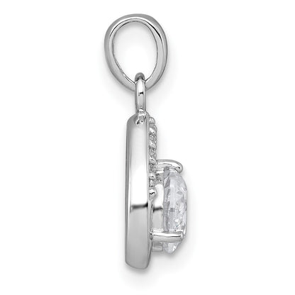 Sterling Silver Rhodium-Plated Polished CZ Teardrop Pendant