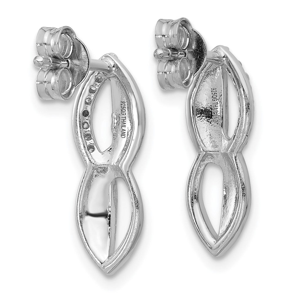 Sterling Silver Rhodium-Plated CZ Post Earrings