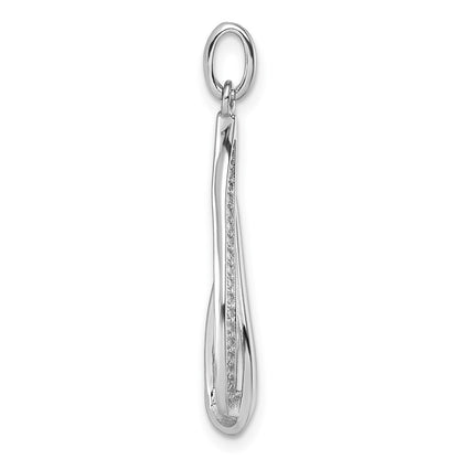 Sterling Silver Rhodium-Plated CZ Polished Tear Drop Pendant