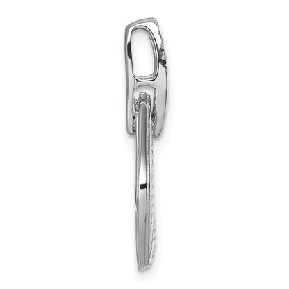 Sterling Silver Rhodium-Plated CZ Textured Pendant
