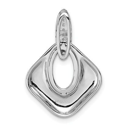 Sterling Silver Rhodium-Plated CZ Textured Pendant