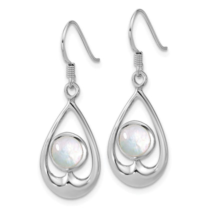 Sterling Silver Rhodium-Plated Polished Mop Teardrop Dangle Earrings