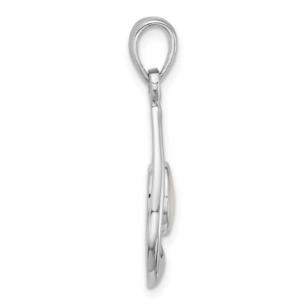 Sterling Silver Rhodium-Plated Polished Mop Teardrop Pendant