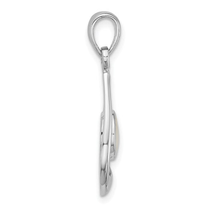 Sterling Silver Rhodium-Plated Polished Mop Teardrop Pendant